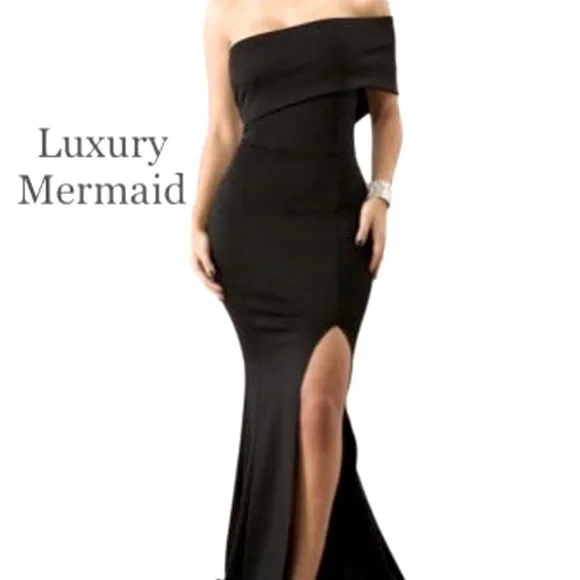 Dresses | Brand New Dress Black One Shoulder Mermaid Dress With Slit |  Poshmark